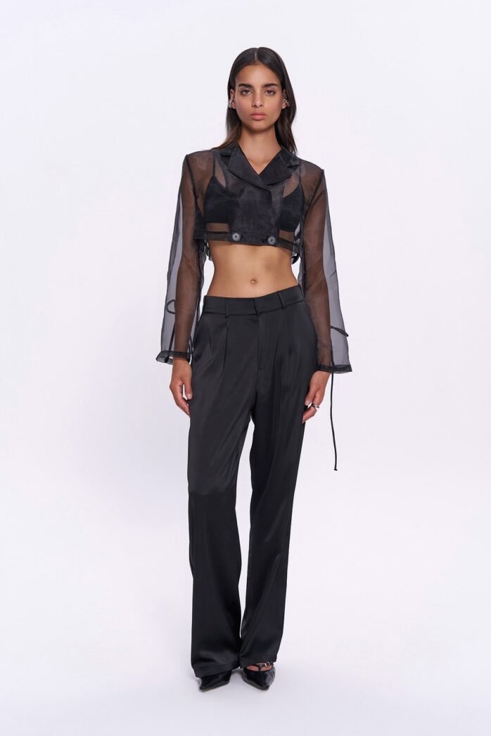 High Waist Satin Trousers - Image 2