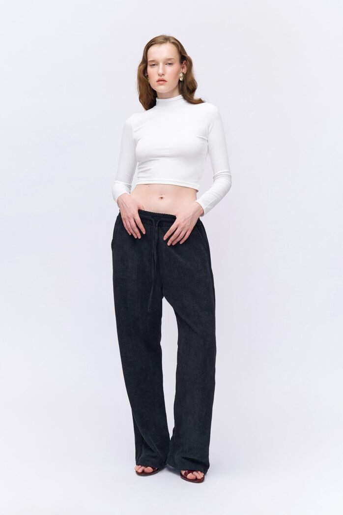 Elastic Waist Velvet Trousers - Image 3