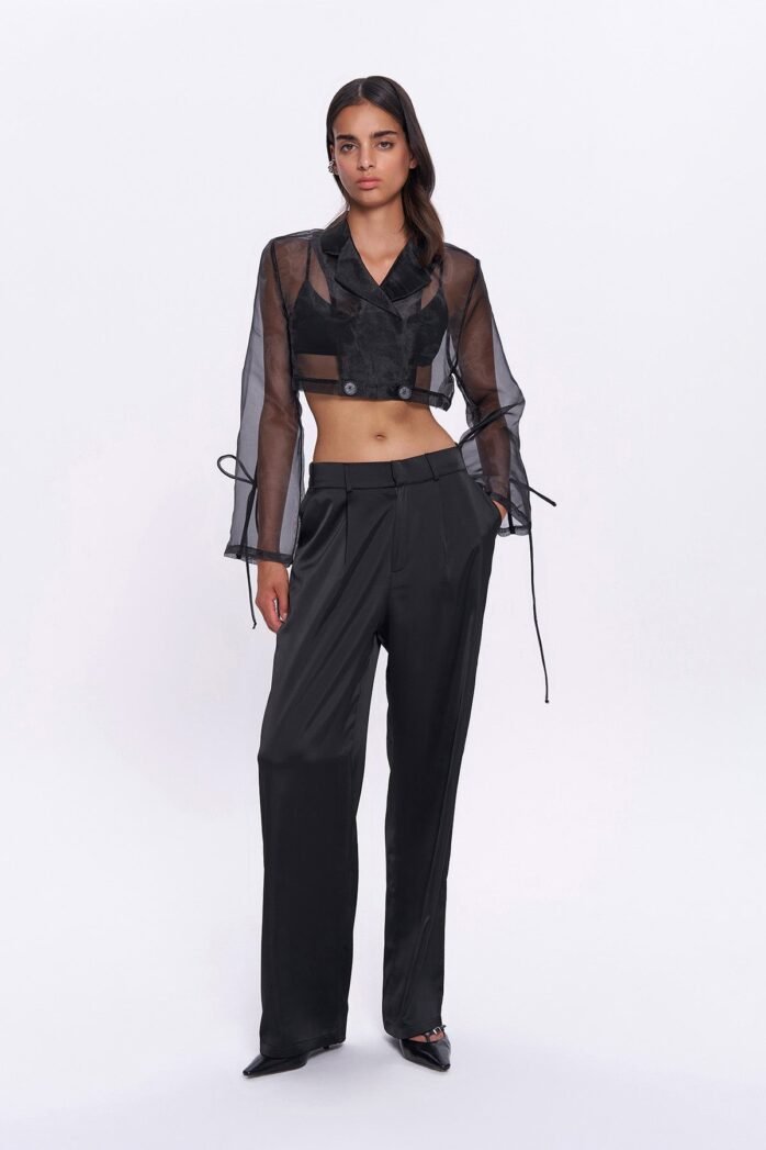 High Waist Satin Trousers