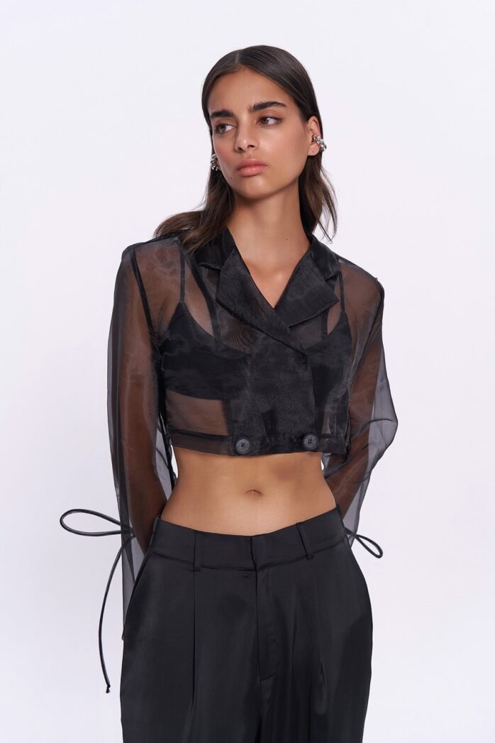 Double Breasted Organza Crop