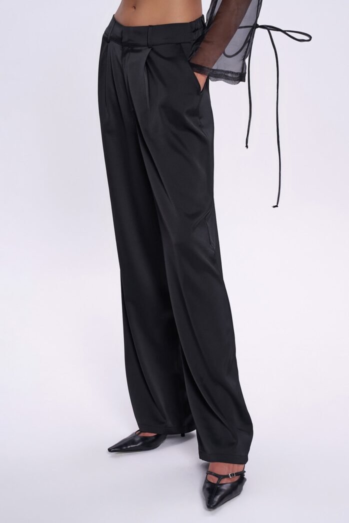 High Waist Satin Trousers - Image 5