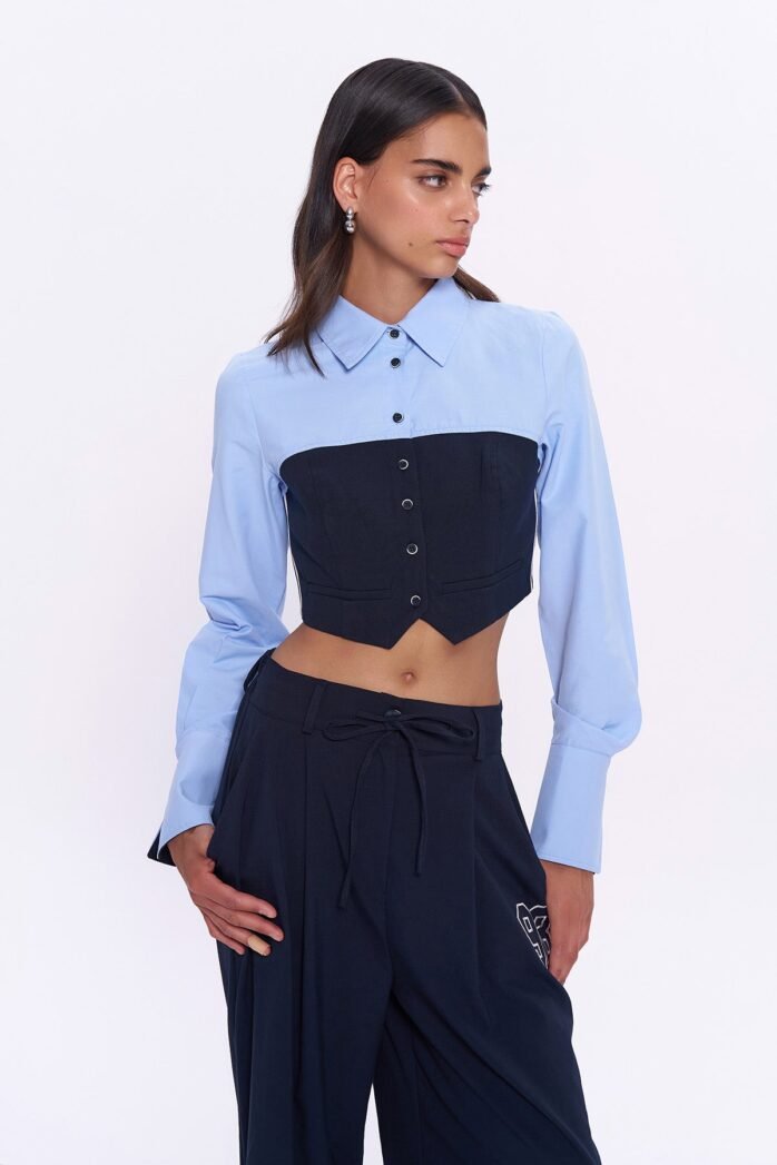 Garni Detailed Buttoned Crop Shirt