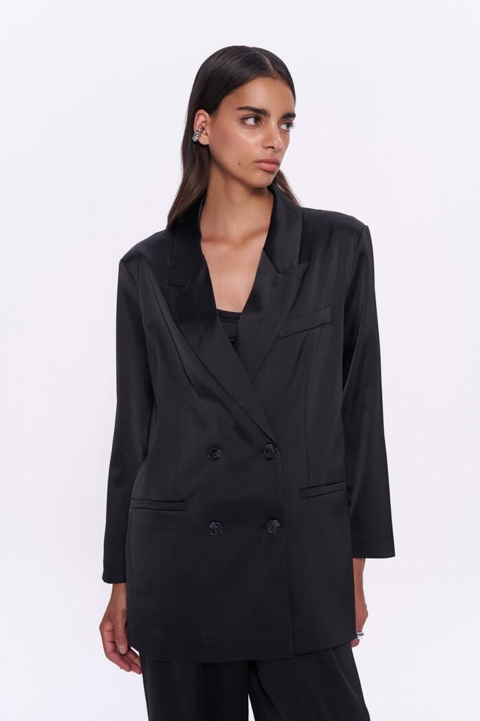 Double Breasted Satin Oversize Blazer