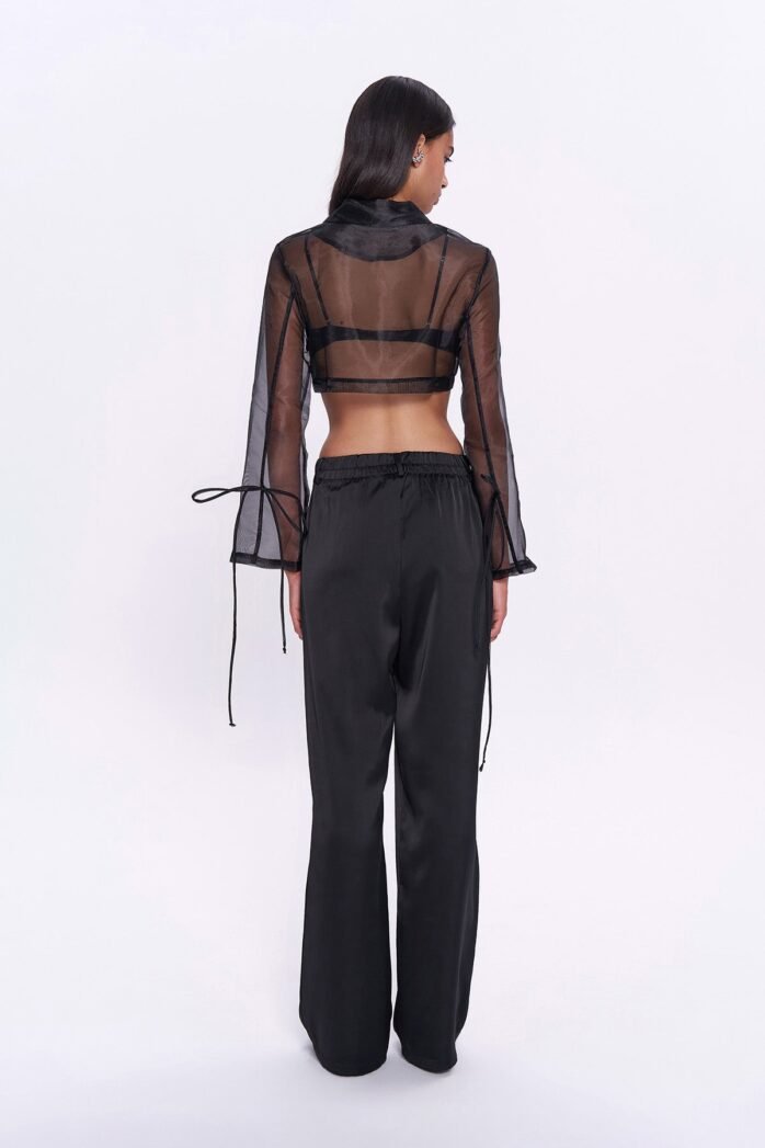 High Waist Satin Trousers - Image 4