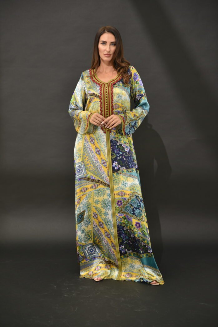 One-piece Natural Silk Kaftan-Yellow