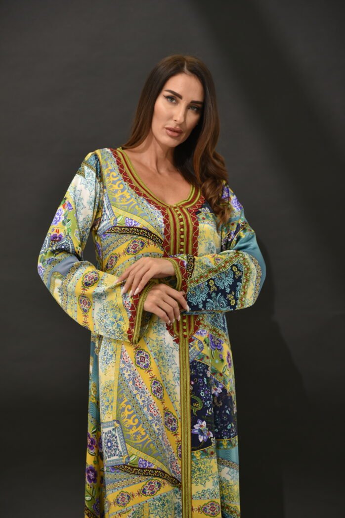 One-piece Natural Silk Kaftan-Yellow - Image 2