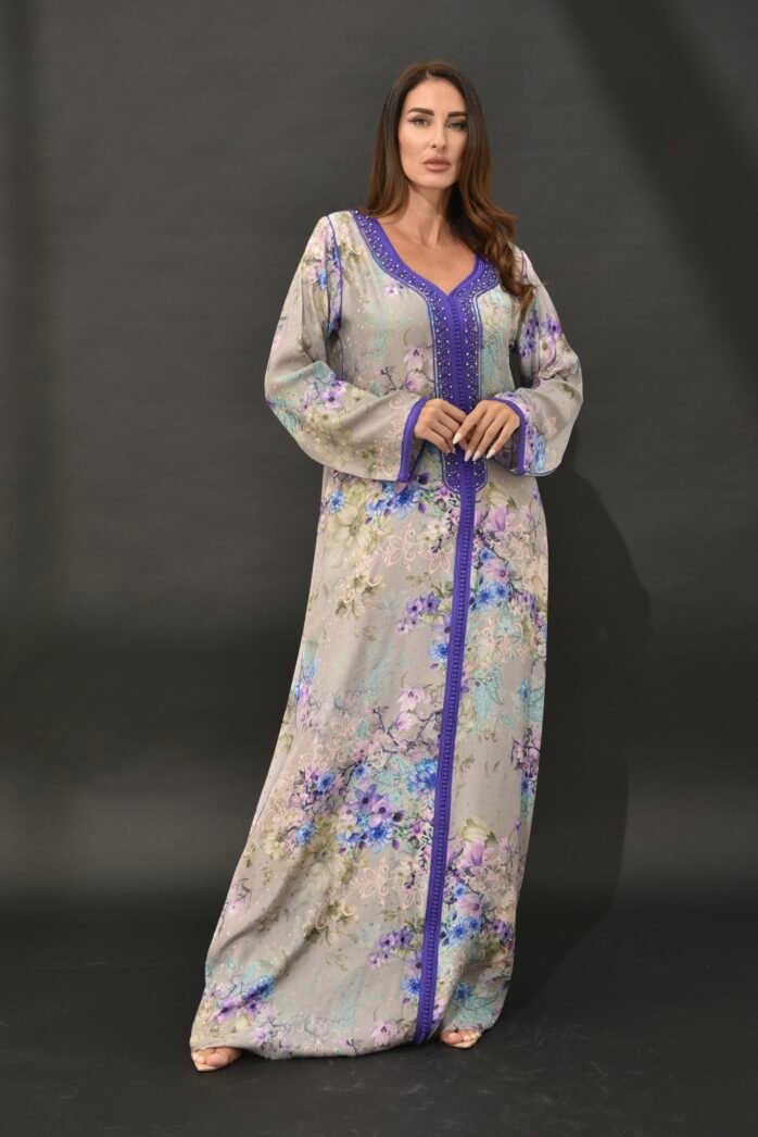 One-piece Natural Silk Kaftan-Grey