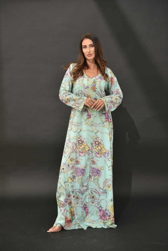 One-piece Cotton Kaftan-Turquois - Image 2