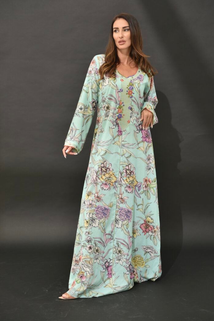 One-piece Cotton Kaftan-Turquois