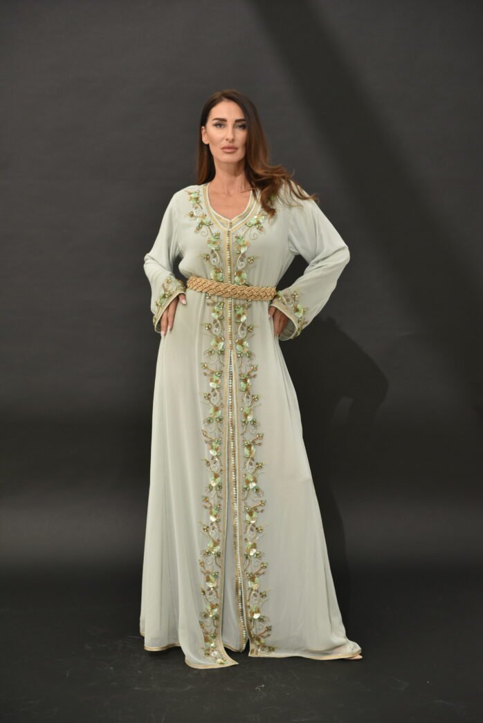 Handcrafted two-piece kaftan with embroidery