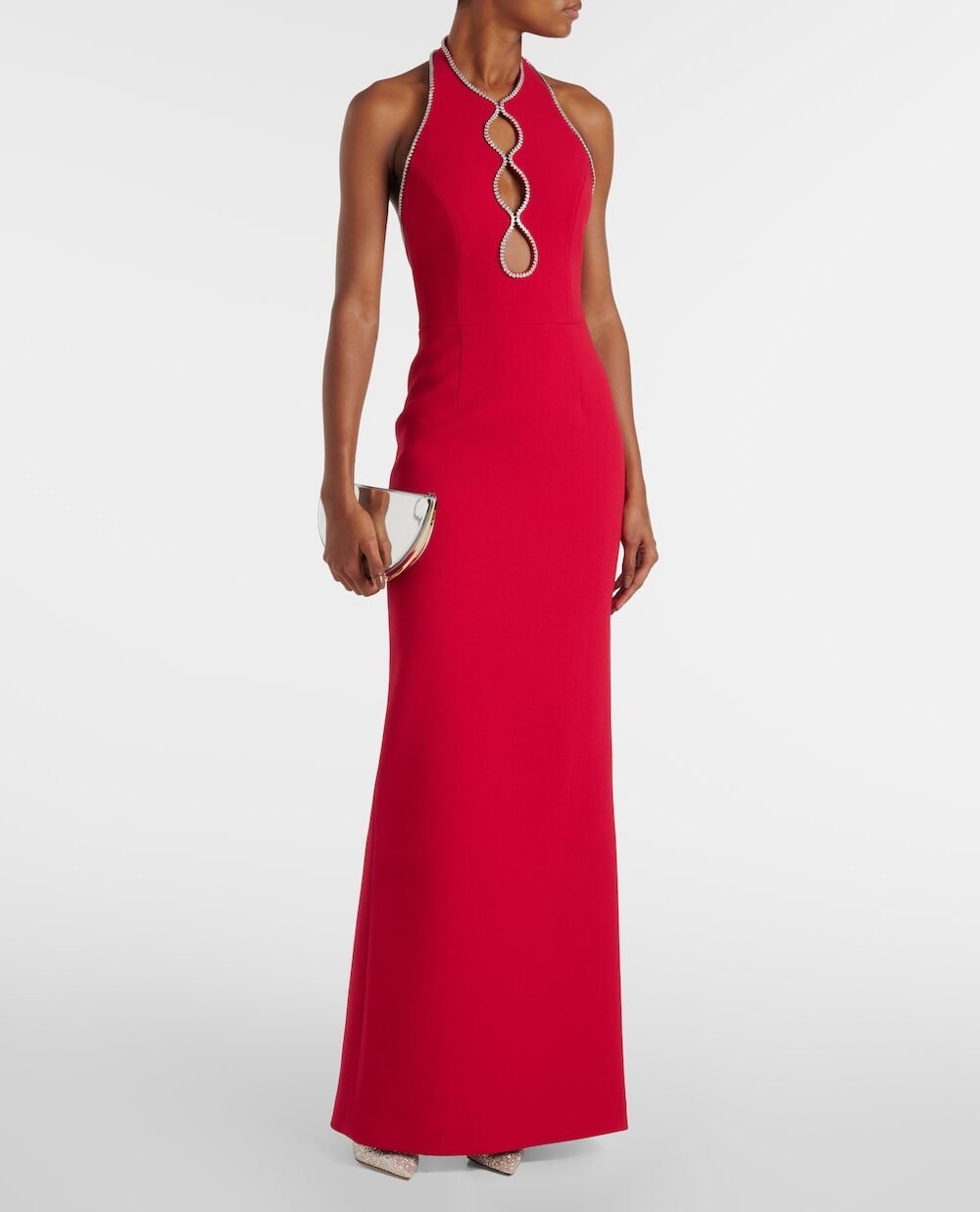 Estella stone maxi  evening dress Red.
