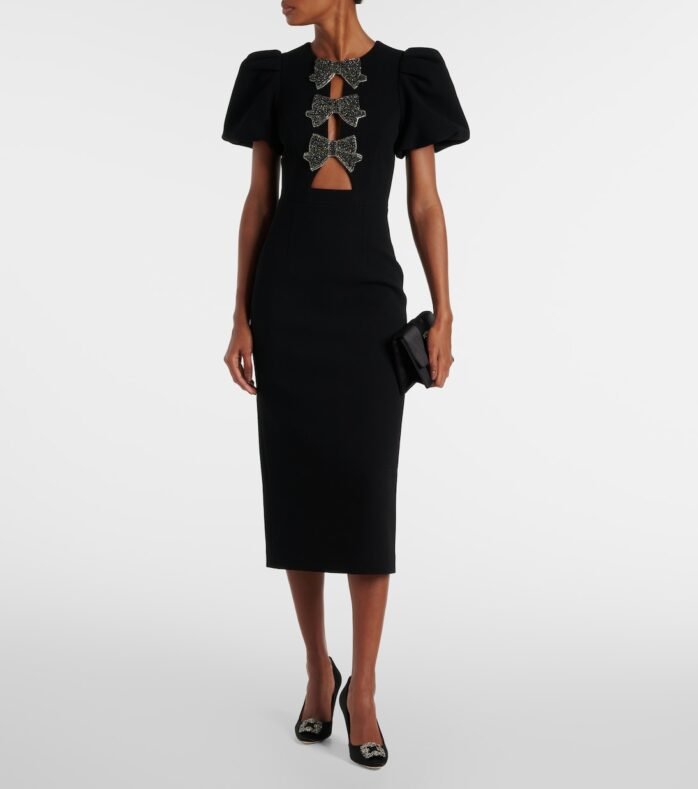 Eliana ruffled  midi dress Black