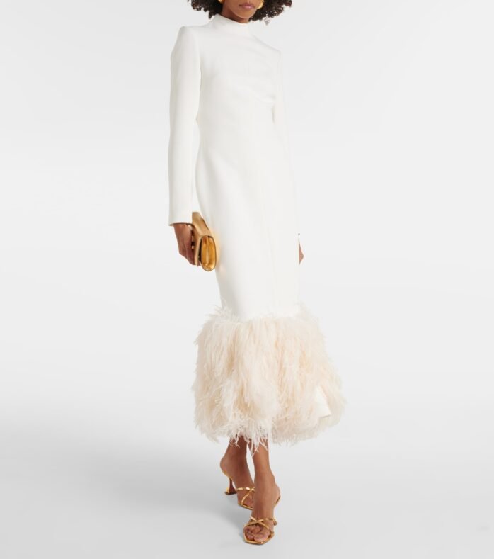 Feather-trimmed cady Off-White