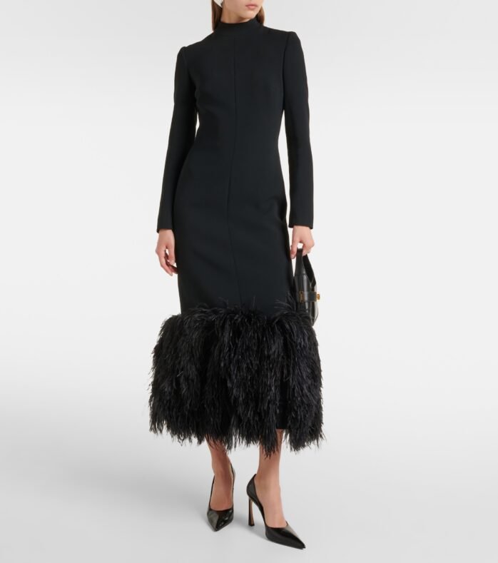 Feather-trimmed cady Black